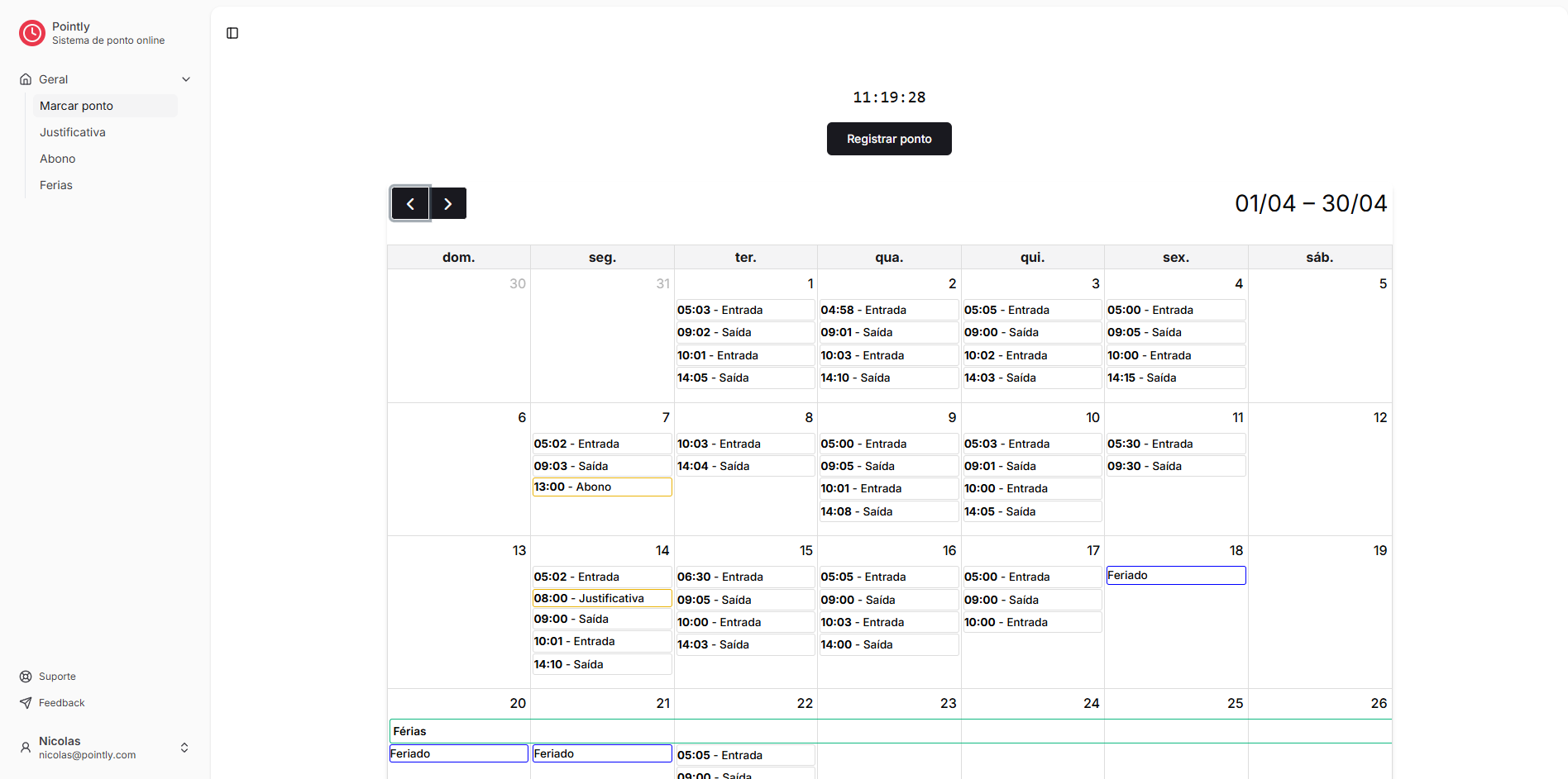 Screenshot do Registro Simplificado